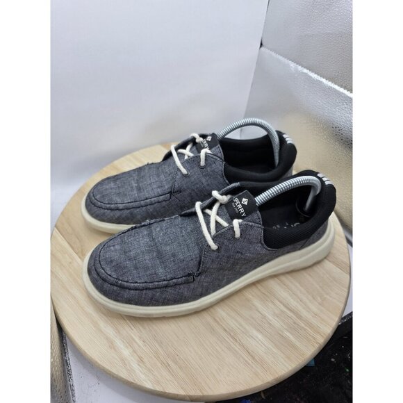 Womens Size 10 Sperry Women's Captains Moc Chambray Shoes Black / Cream STS87229 - Picture 5 of 8